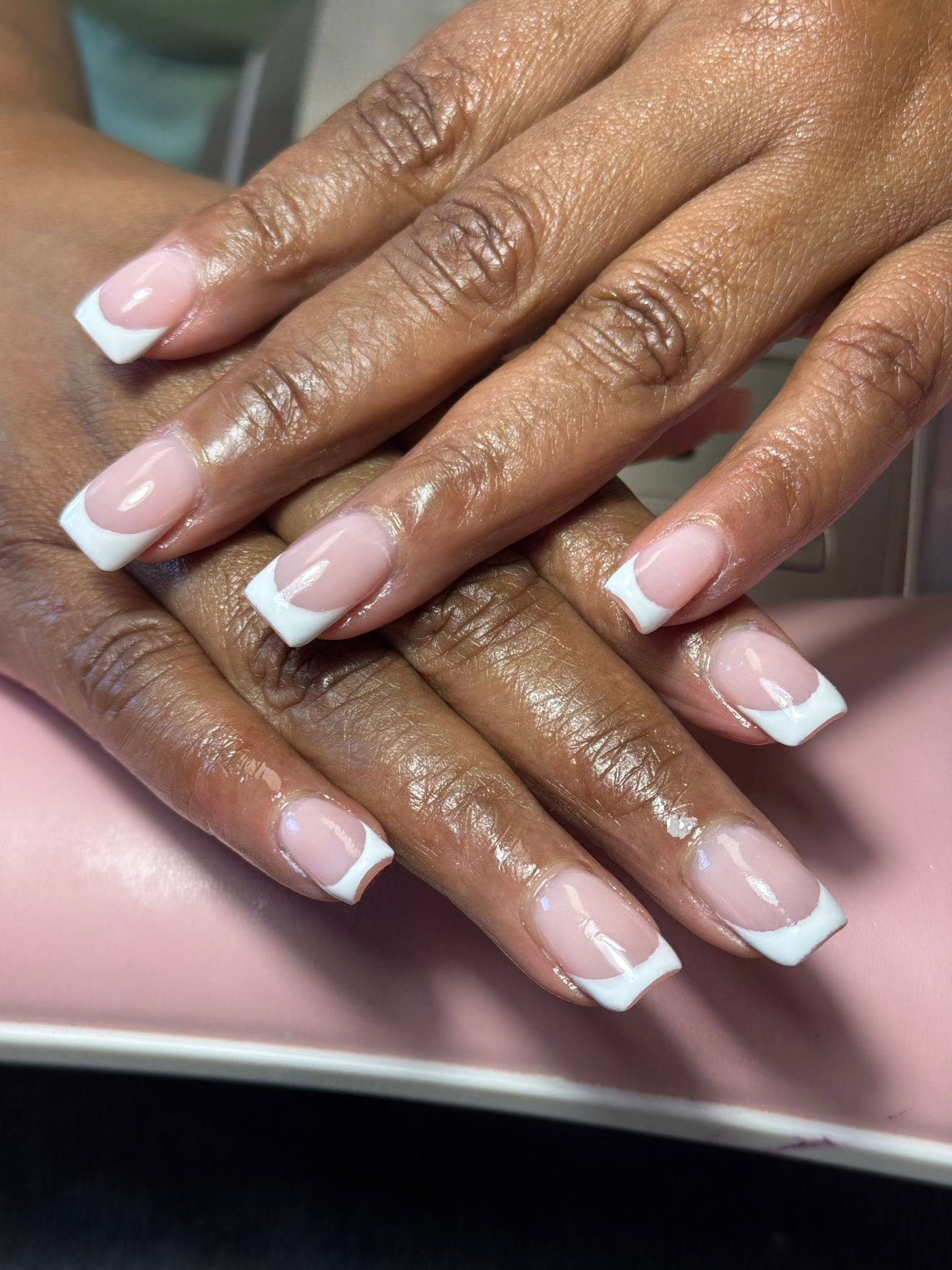 Classic white French tips on square nails