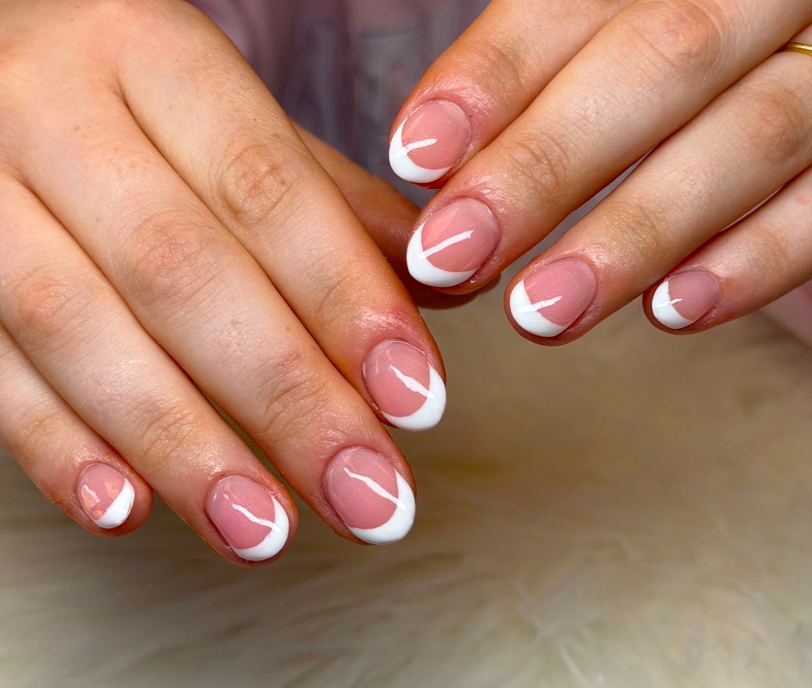 Classic white French tip manicure
