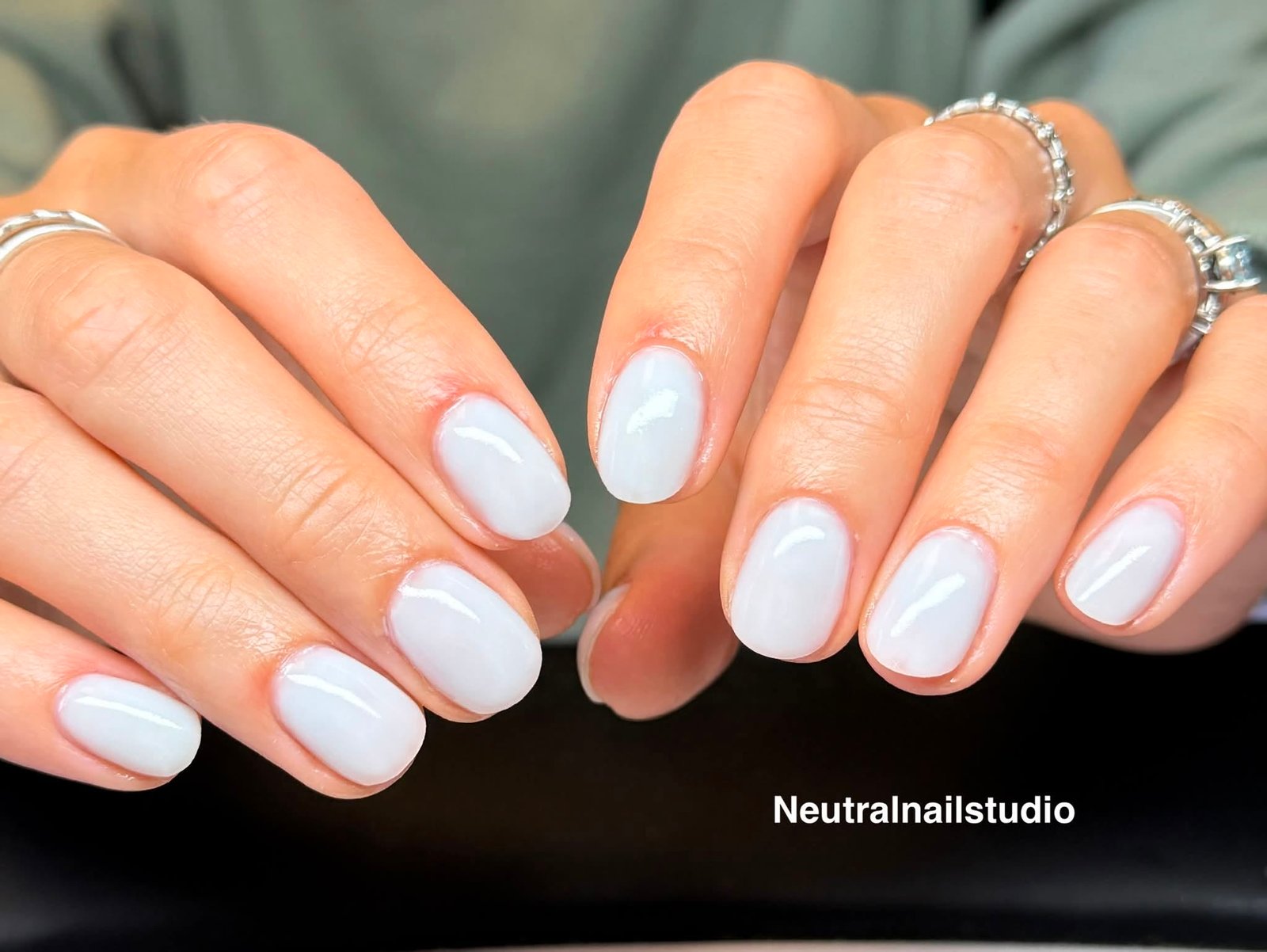 Clean milky white solid manicure