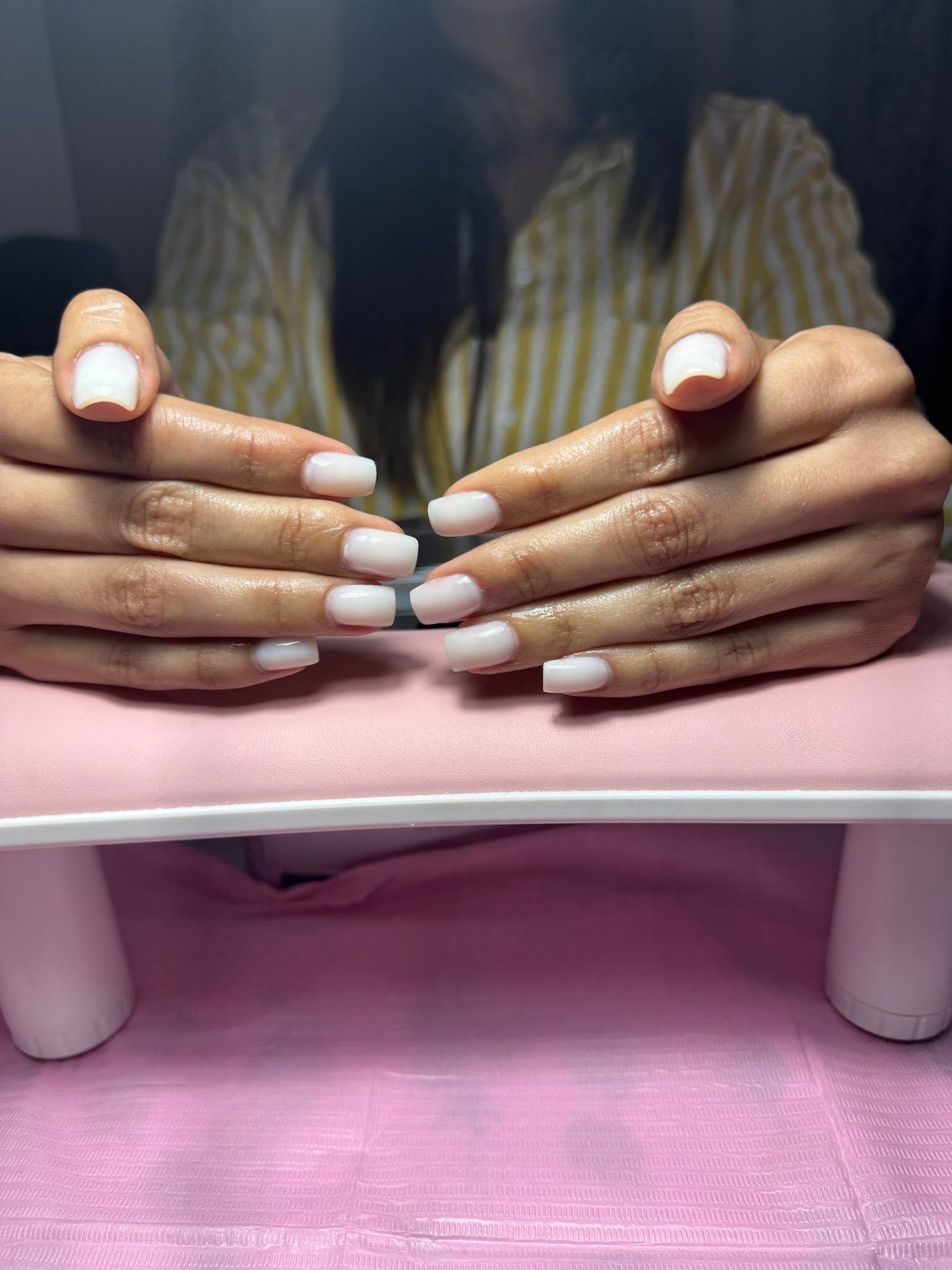 Bright white square solid gel manicure