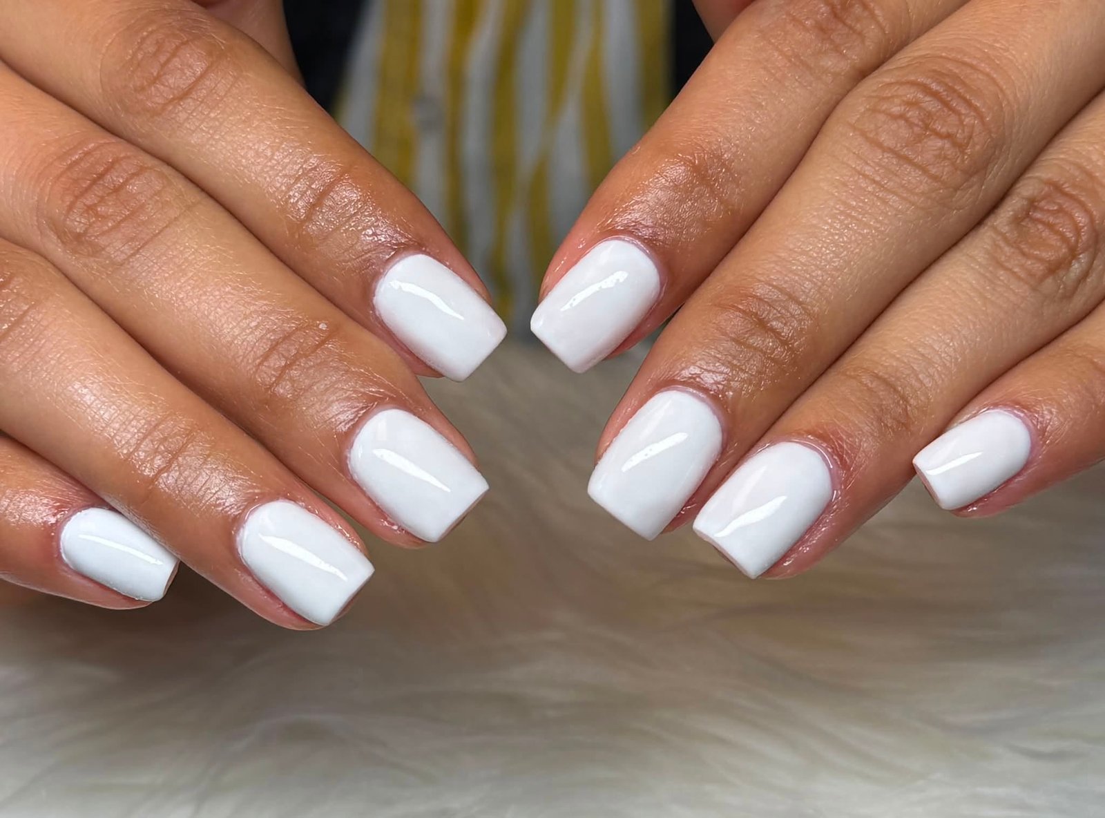 Plain white glossy square gel nails