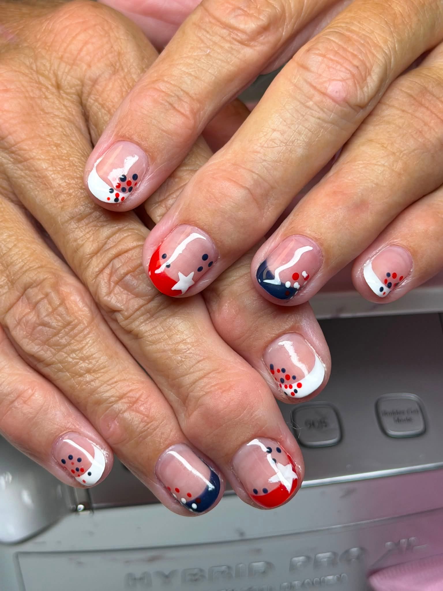 Patriotic red white and blue star nail art for the 4th of July
